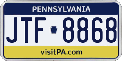 PA license plate JTF8868