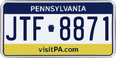 PA license plate JTF8871