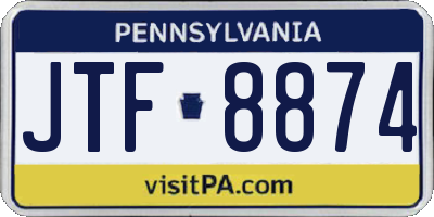 PA license plate JTF8874