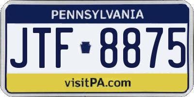 PA license plate JTF8875