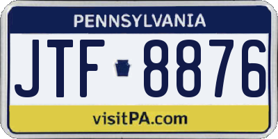 PA license plate JTF8876