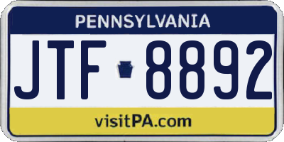 PA license plate JTF8892