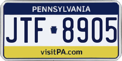 PA license plate JTF8905
