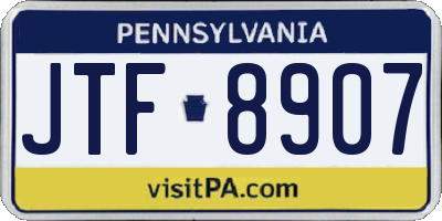 PA license plate JTF8907