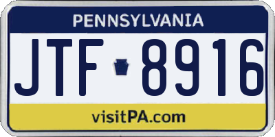 PA license plate JTF8916