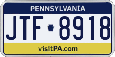 PA license plate JTF8918