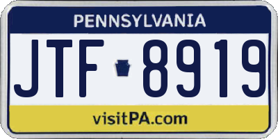 PA license plate JTF8919