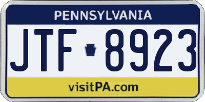 PA license plate JTF8923