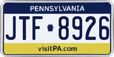 PA license plate JTF8926