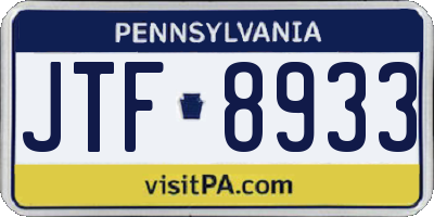 PA license plate JTF8933