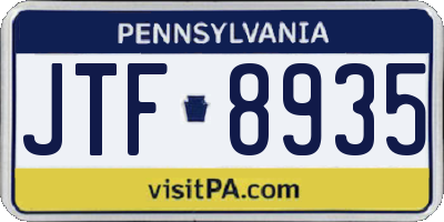 PA license plate JTF8935