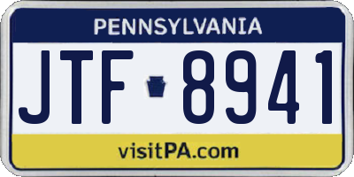 PA license plate JTF8941