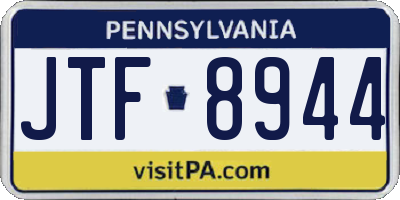 PA license plate JTF8944