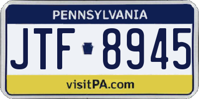 PA license plate JTF8945