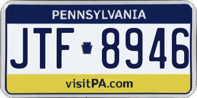 PA license plate JTF8946