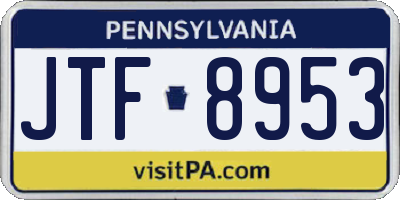 PA license plate JTF8953