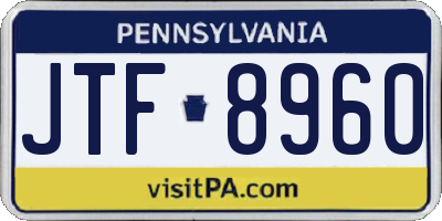 PA license plate JTF8960
