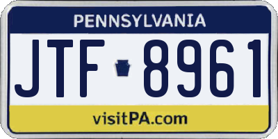 PA license plate JTF8961