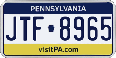 PA license plate JTF8965