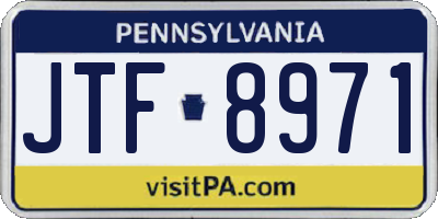 PA license plate JTF8971