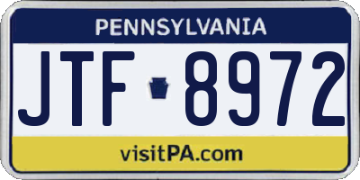PA license plate JTF8972