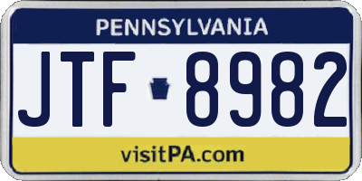 PA license plate JTF8982