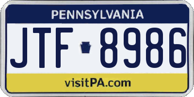 PA license plate JTF8986