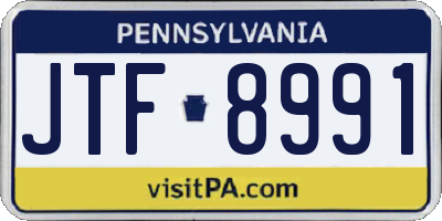PA license plate JTF8991