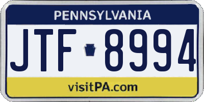 PA license plate JTF8994