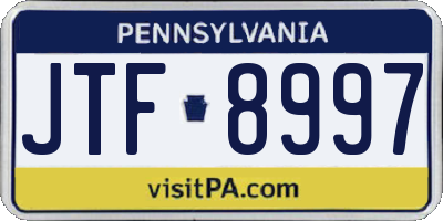 PA license plate JTF8997