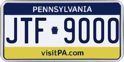 PA license plate JTF9000