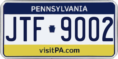 PA license plate JTF9002