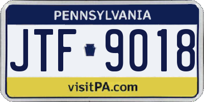PA license plate JTF9018