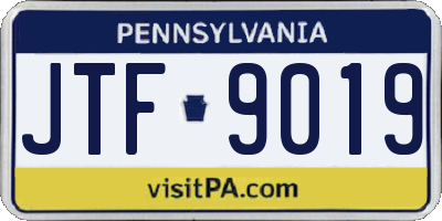 PA license plate JTF9019