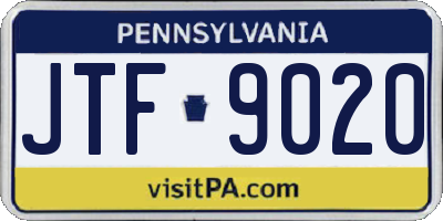 PA license plate JTF9020