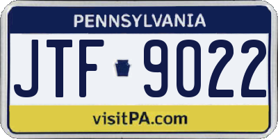 PA license plate JTF9022