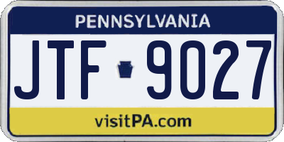 PA license plate JTF9027