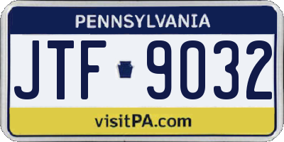 PA license plate JTF9032