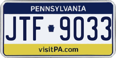 PA license plate JTF9033