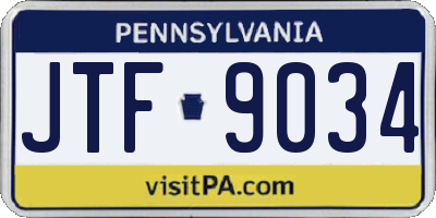 PA license plate JTF9034