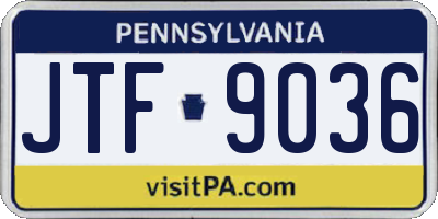 PA license plate JTF9036