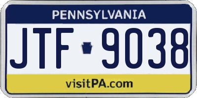 PA license plate JTF9038