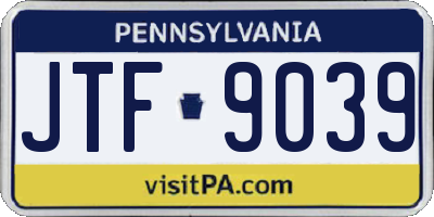 PA license plate JTF9039