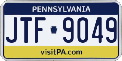 PA license plate JTF9049