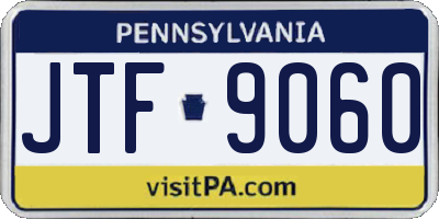 PA license plate JTF9060