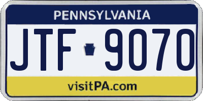 PA license plate JTF9070
