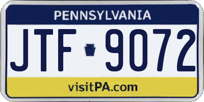 PA license plate JTF9072