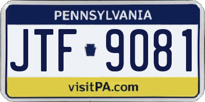 PA license plate JTF9081