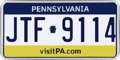 PA license plate JTF9114