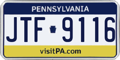 PA license plate JTF9116